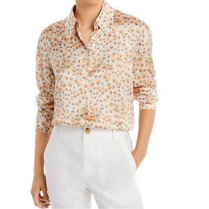 Vince Peach Floral Button-Down Shirt
